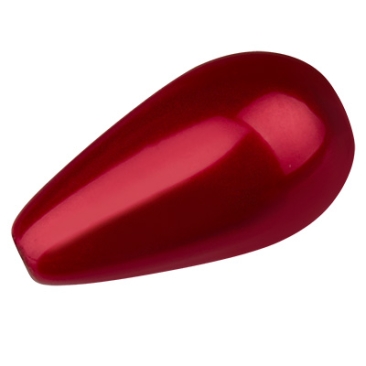Preciosa pearl, Nacre Pearl Pear, shape: Drop, 10 x 6 mm, colour: red
