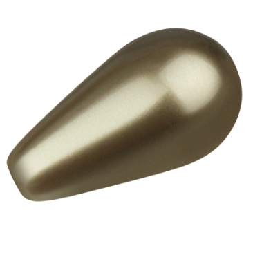 Preciosa parel, parelmoer parel, vorm: Druppel, 15 x 8 mm, kleur: lichtgroen