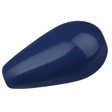 Preciosa parel, parelmoer parel, vorm: Druppel, 15 x 8 mm, kleur: marineblauw