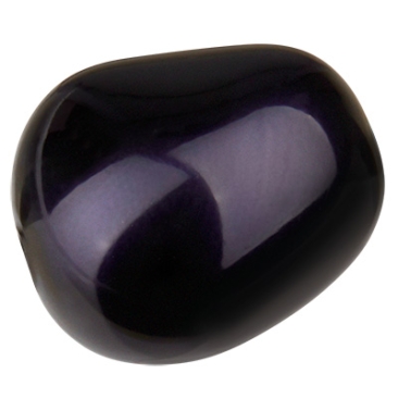 Preciosa parel, Nacre parel, vorm: Ellips (ellipsvormig), 11 x 9,5 mm, kleur: donkerblauw