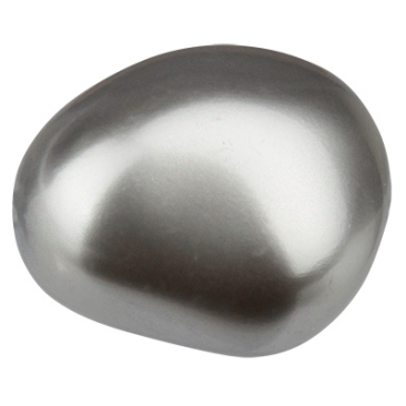Preciosa parel, Nacre parel, vorm: Ellips (ellipsvormig), 11 x 9,5 mm, kleur: lichtgrijs