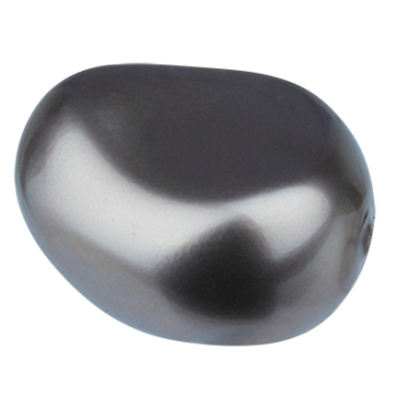 Preciosa pearl, Nacre Pearl, shape: Ellipse (Elliptic), 11 x 9.5 mm, colour: dark grey