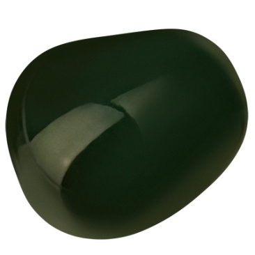 Preciosa parel, Nacre parel, vorm: Ellips (ellipsvormig), 11 x 9,5 mm, kleur: kristalmalachiet