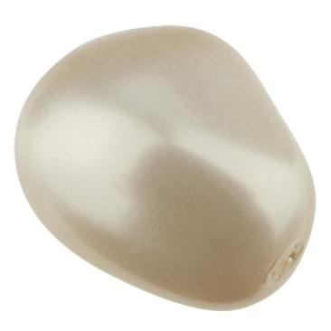 Preciosa parel, Nacre parel, vorm: Ellips (ellipsvormig), 11 x 9,5 mm, kleur: licht crèmekleurig