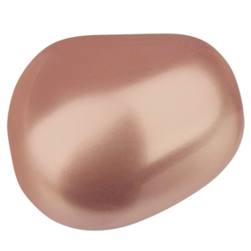 Preciosa parel, Nacre parel, vorm: Ellips (elliptisch), 11 x 9,5 mm, kleur: perzik
