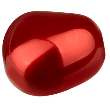 Preciosa pearl, Nacre Pearl, shape: Ellipse (Elliptic), 11 x 9.5 mm, colour: red