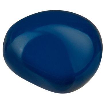 Preciosa parel, Nacre parel, vorm: Ellips (ellipsvormig), 16 x 14 mm, kleur: marineblauw