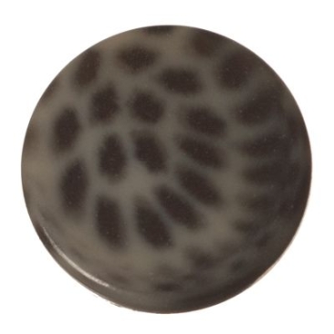 Polaris Cabochon Animalprint Leoprad, rund, flach, 12 mm, dunkelgrau-schwarz