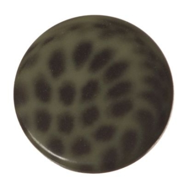 Polaris Cabochon Animalprint Leoprad, rund, flach, 12 mm, sage-schwarz