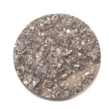 Polaris pierre d'or cabochon, rond, 12 mm, couleur : gris foncé
