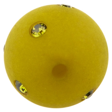 Perle Polaris boule 14 mm, vert olive avec Swaroski