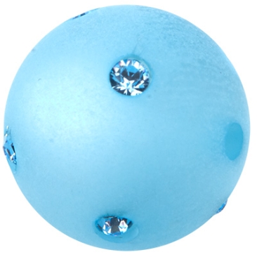 Polaris bead ball 14 mm, sky blue with Swarovsk