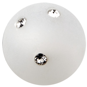 Perle Polaris boule 14 mm, blanche avec Swarovski