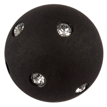 Perle Polaris boule 14 mm, noire avec Swarovski