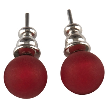 Pair of polaris ear studs, 8 mm, wine red