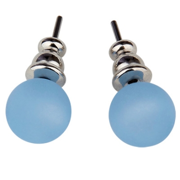 Paar polaris oorstekers, 8 mm, hemelsblauw