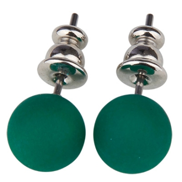Pair of polaris ear studs, 8 mm, turquoise green