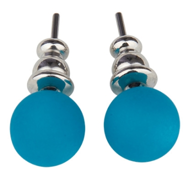 Pair of polaris stud earrings, 8 mm, turquoise blue