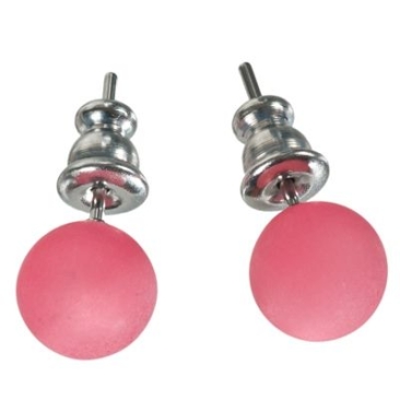 Pair of polaris stud earrings, 8 mm, pink