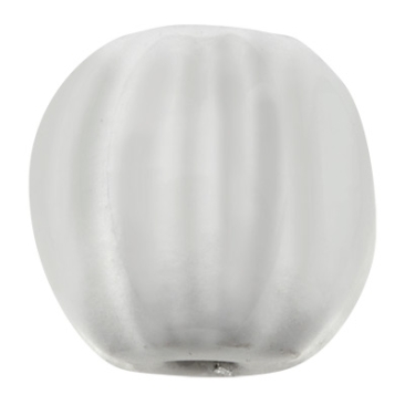 Porcelain bead, pumpkin shape, white, 13 x 12mm