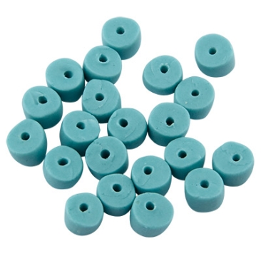 Keramikperle Scheibe, himmelblau, 6 x 3~4 mm, Tüte mit 20 Perlen