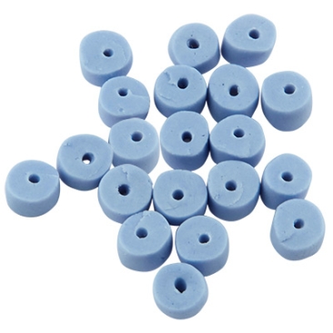 Perle céramique disque, bleu bleuet, 6 x 3~4 mm, sachet de 20 perles