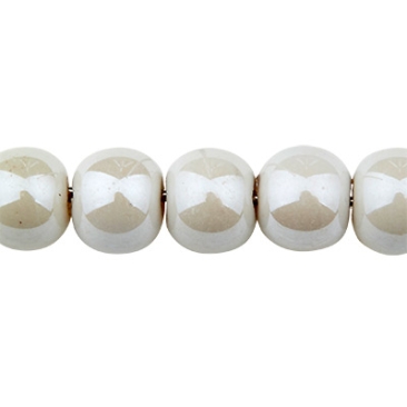 Pearlized porcelain bead, ball, white, 6 mm
