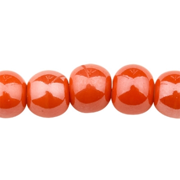 Pearlized porcelain bead, ball, coral, 6 mm