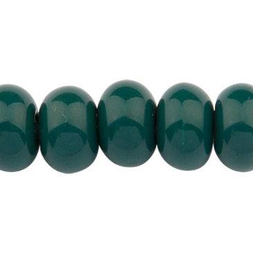 Porcelain bead, roundel, sea green, 8 x 5.5 mm