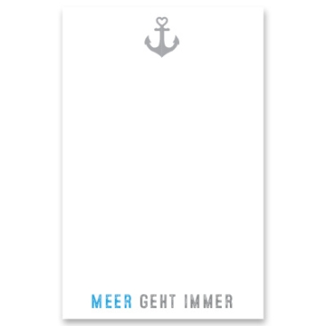 Decoratieve kaart "De zee gaat altijd", staand, wit, formaat 8,5 x 5,5 cm
