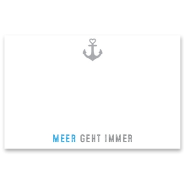 Carte-bijou "La mer va toujours", horizontale, blanche, dimensions 8,5 x 5,5 cm