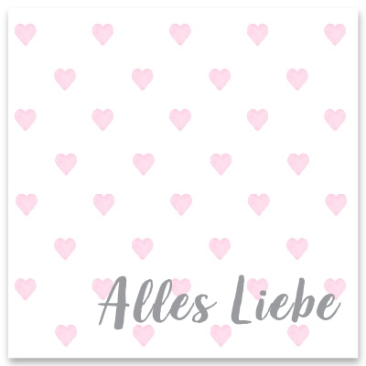 Schmuckkarte "Alles Liebe", quadratisch, Größe 8,5 x 8,5 cm