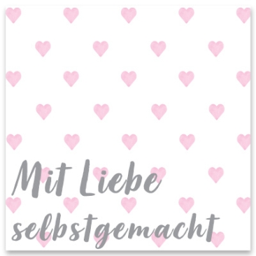 Schmuckkarte "Mit Liebe selbstgemacht", quadratisch, Größe 8,5 x 8,5 cm
