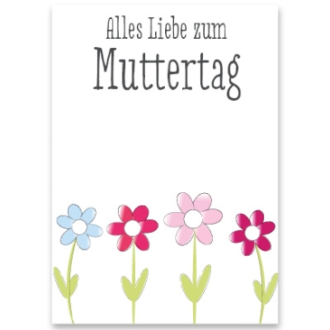 Carte-bijou, "Alles Liebe zum Muttertag", rectangulaire, dimensions 8,5 x 12 cm