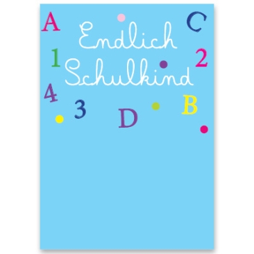 Decorative card, "Finally a schoolchild", rectangular, size 8.5 x 12 cm
