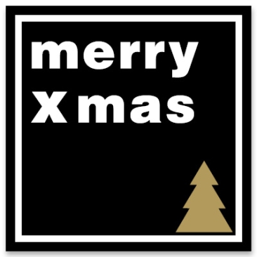 Merry Xmas" decoratieve kaart, zwart, vierkant, formaat 8,5 x 8,5 cm