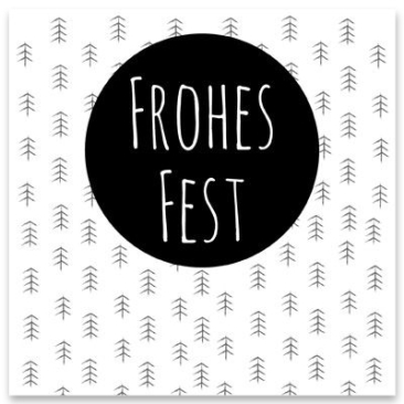 Schmuckkarte "Frohes Fest", weiß, quadratisch, Größe 8,5 x 8,5 cm
