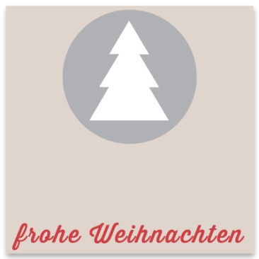 Carte décorative "Joyeux Noël", grise, carrée, dimensions 8,5 x 8,5 cm