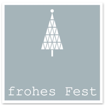 Schmuckkarte "Frohes Fest", grau mit Tannenbaum, quadratisch, Größe 8,5 x 8,5 cm
