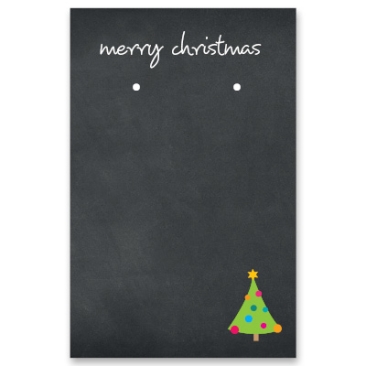 Schmuckkarte für Ohrstecker "Merry Christmas", hochkant, schwarz, Größe 8,5 x 5,5 cm