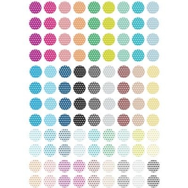 Motif sheet, 12 mm, round, "Dots", 108 motifs, cabochon templates