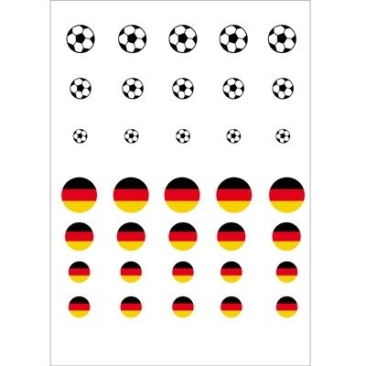 Motivbogen, 12, 16, 20 mm, rund, "Fahne & Fußball", 35 Motive, Cabochonvorlagen