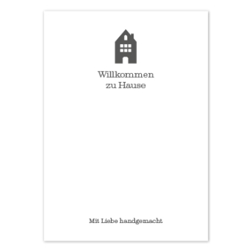 Ansichtkaart, "Welkom thuis", rechthoekig, formaat 10,5 x14,8 cm