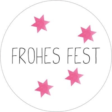 Aufkleber "Frohes Fest", rund, Durchmesser 30 mm