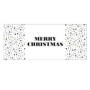 Aufkleber "Merry Christmas", schwarz goldene Punkte, eckig, 30 x70 mm
