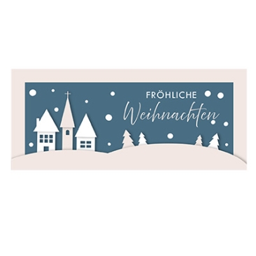 Aufkleber "Fröhliche Weihnachten", Häuser, eckig, 30 x70 mm