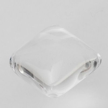 Preciosa glass cabochon, square, 14 x 14 mm, with dome,transparent