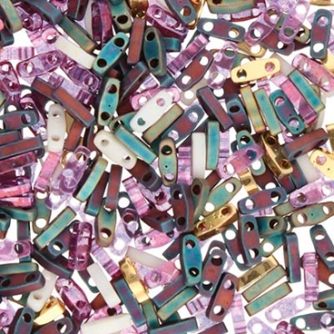 Perles Miyuki Quarter Tila, couleur : Mix Shrinking Violets, tube d'environ 7,2 gr