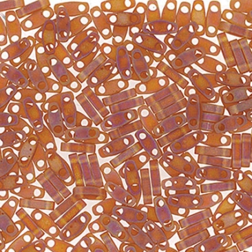 Miyuki kralen Kwart Tila, kleur: Mat Transparant Donker Topaas AB, koker met ca. 7,2 gr.