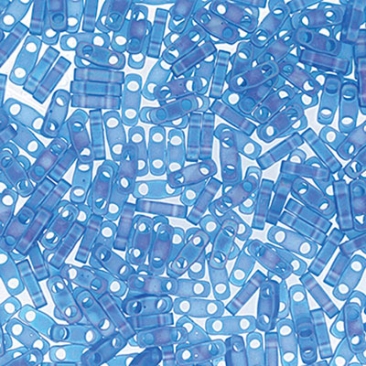 Perles Miyuki Quarter Tila, couleur : Matt Transparent Capri AB, tube d'environ 7,2 gr